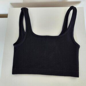 Cotton On Crop Ribbed Black Tank (XS)